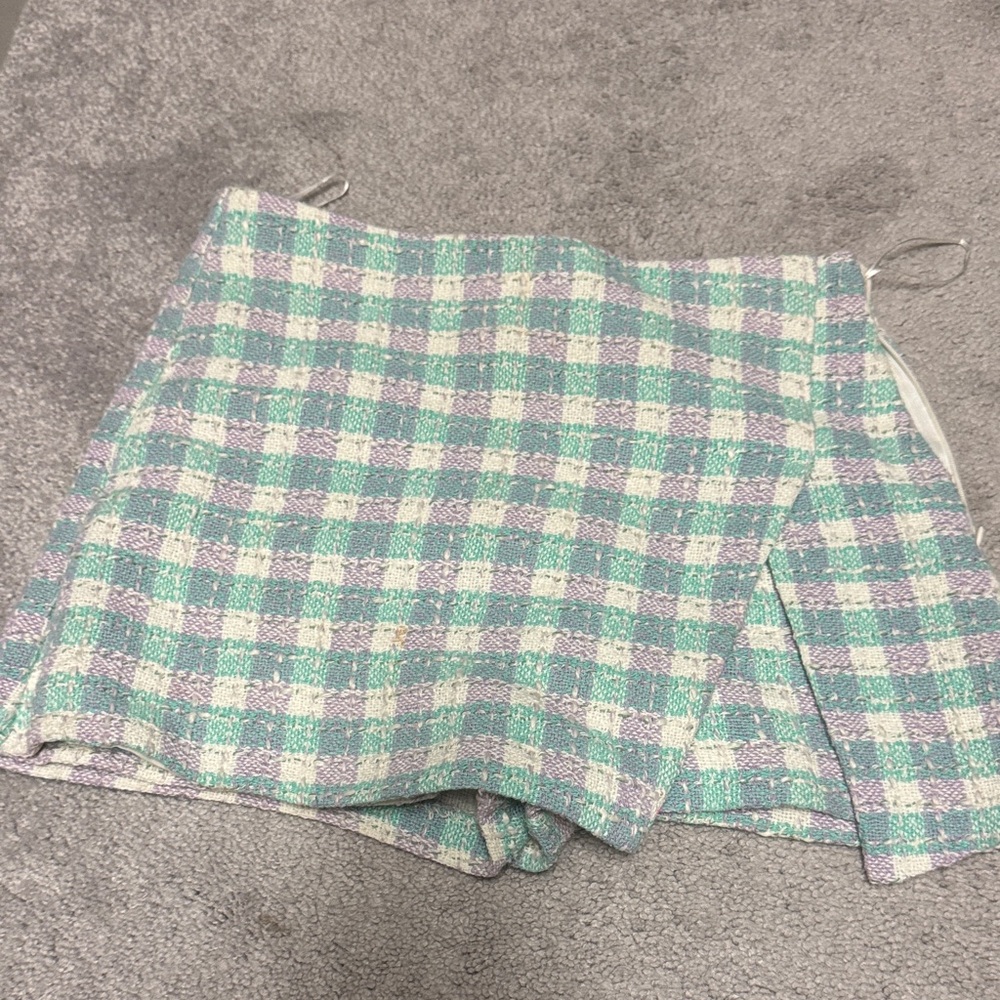 Zara Green and Purple Plaid Skort